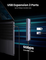 UGREEN 5-in-1 Ultra Slim USB-C Hub with HDMI and Ethernet - Close-Up Angle
