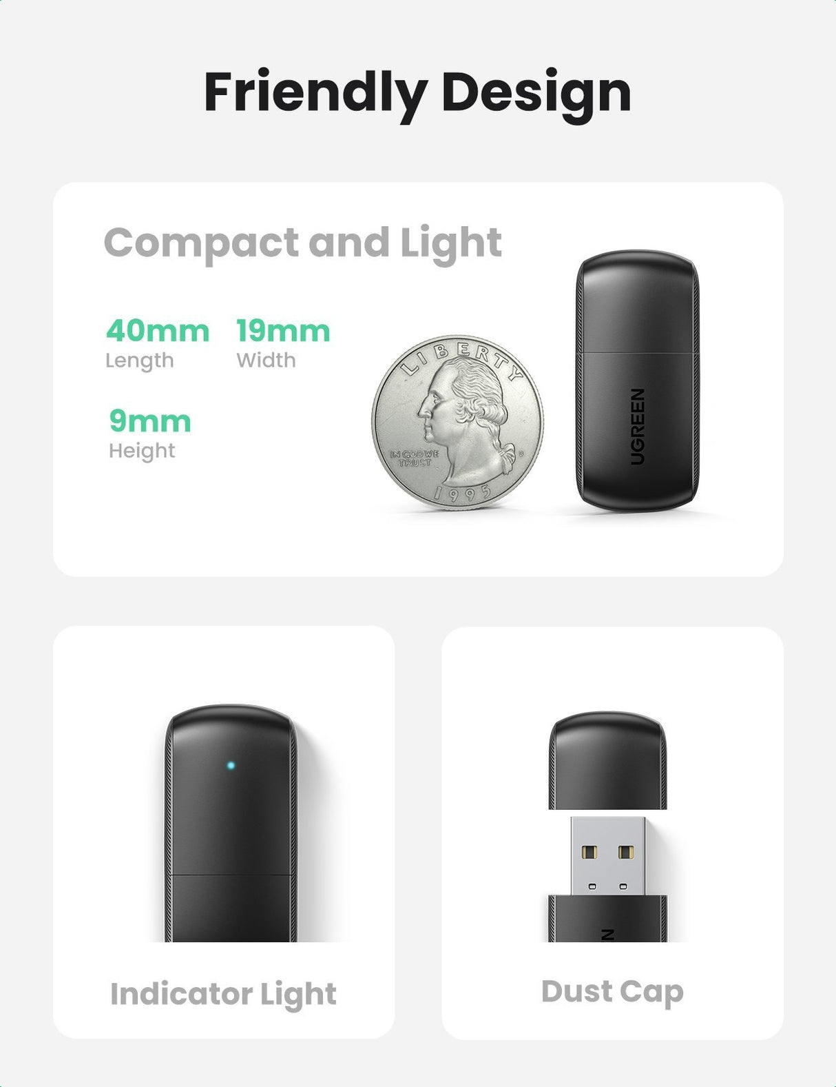 UGREEN AC650 Dual Band USB WiFi Dongle