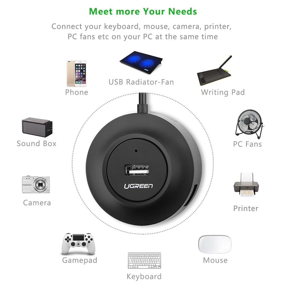 UGREEN 4-Port USB 2.0 Hub with 80CM Extension Cable