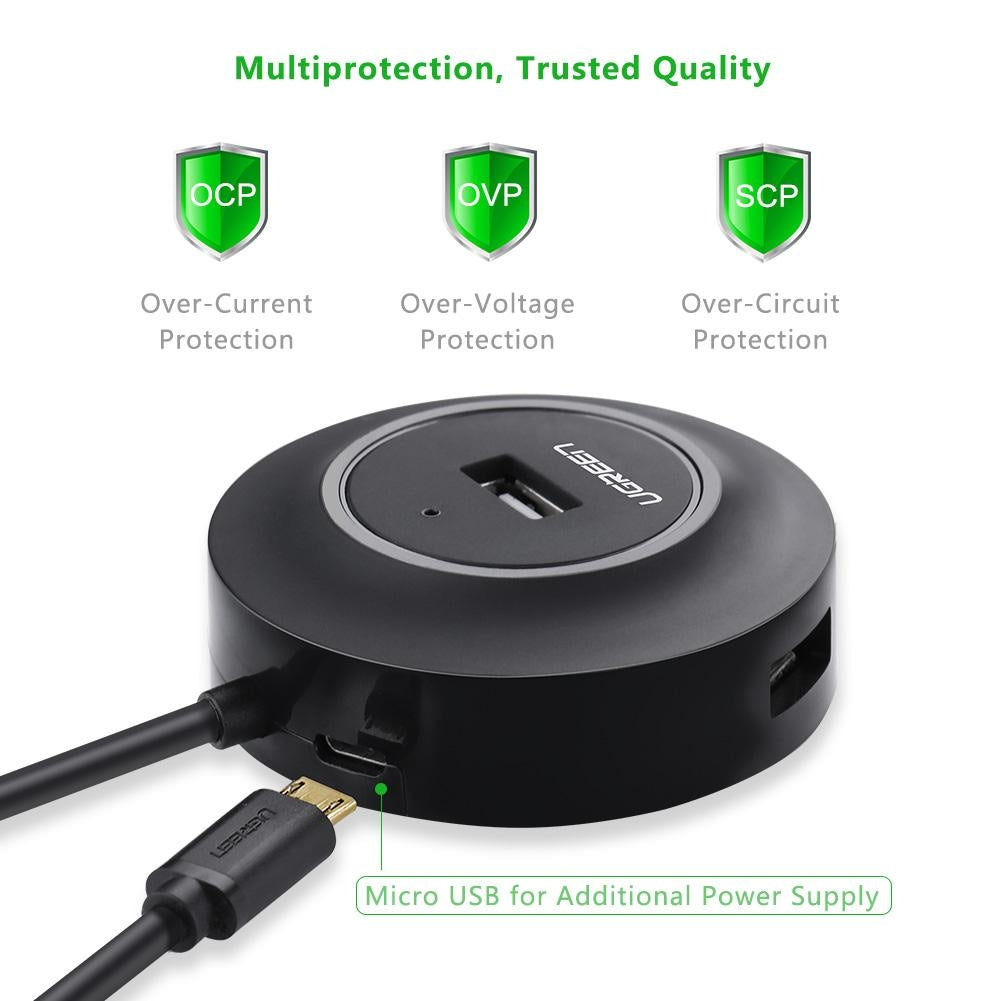 UGREEN 4-Port USB 2.0 Hub with 80CM Extension Cable