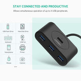 UGREEN 4-Port USB 3.0 Hub - 50CM Black (Model 20290) - Front View