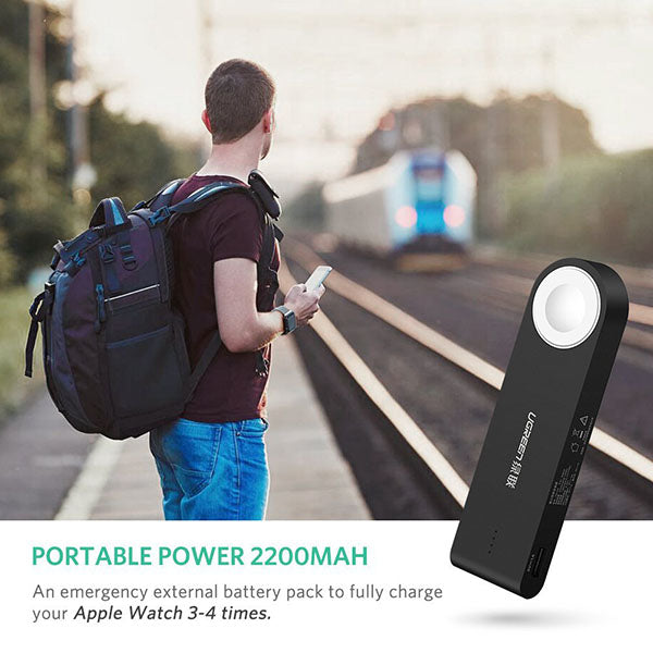 UGREEN 2200mAh Portable Power Bank with Magnetic Charger for Apple Watch and iPhone (Black)