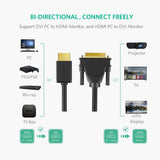UGREEN 1M HDMI to DVI 24+1 Cable - Enhanced Signal Transmission and Dual Mode Support