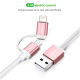 UGREEN 1.5M Dual-Use Micro-USB and MFI Certified iPhone Charging Cable (30471) - Side View