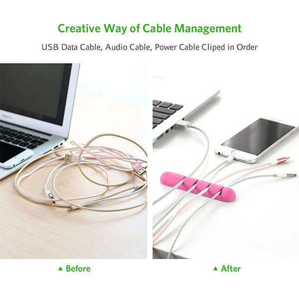 UGREEN Pink Silicone Cable Organizer Clips (2-Pack)