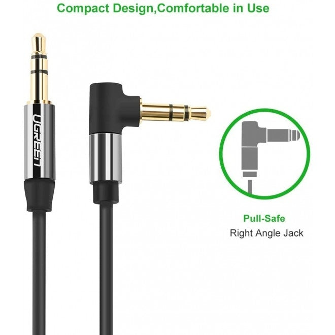 UGREEN 30549 2m Right Angle 3.5mm Male to Male Audio Cable (Black)