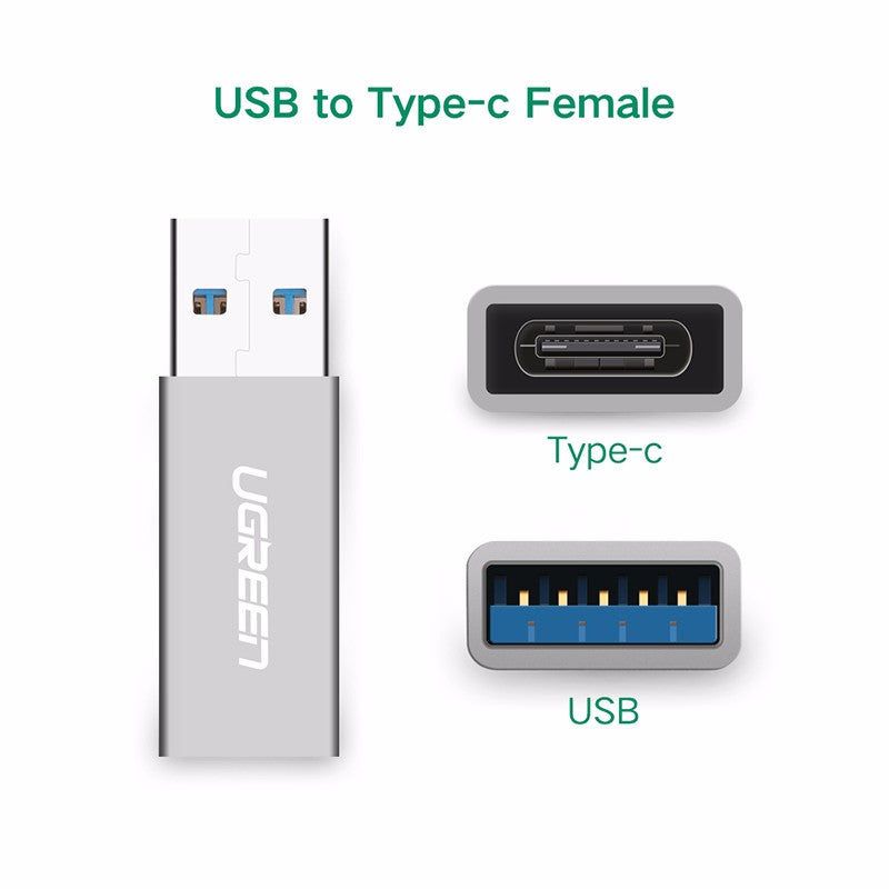 UGREEN USB A to USB-C Converter - Silver (30705)