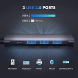 UGREEN 5-in-1 USB-C Hub with 4K HDMI, Triple USB 3.0, and Power Delivery Charging (50209) - Front View