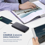 UGREEN 10000mAh Dual USB Portable Charger - Black - Front View