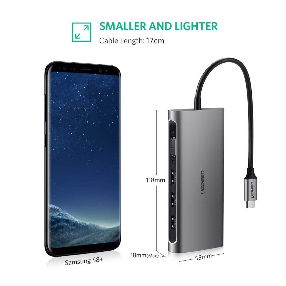 UGREEN 8-in-1 USB-C Multifunction Adapter with HDMI, VGA, Ethernet, 3 USB 3.0 Ports, SD/TF, and PD Charging (50539)