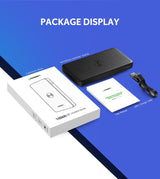 UGreen 10,000mAh Black Power Bank with 10W QI Wireless Charging Pad - Model 50578 - Top-Down View