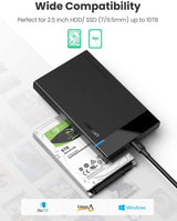 UGREEN USB-C Portable 2.5-inch External Hard Drive Enclosure 50743 - Front View