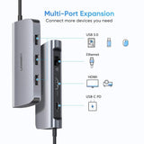 UGREEN 6-in-1 USB Type C Hub with 4K HDMI, Gigabit Ethernet, 3 USB 3.0 Ports, and 100W PD Charging