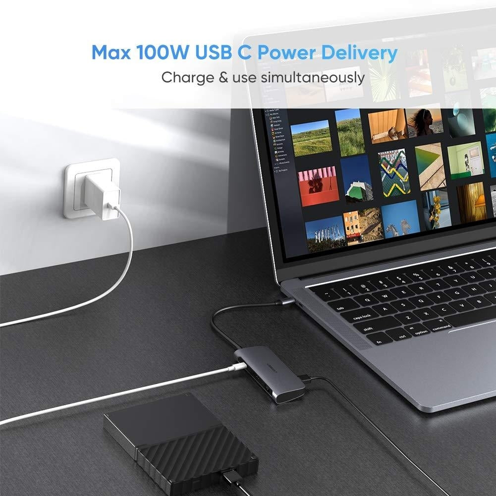 UGREEN 6-in-1 USB Type C Hub with 4K HDMI, Gigabit Ethernet, 3 USB 3.0 Ports, and 100W PD Charging