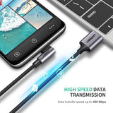 UGreen 90° Angled USB C to USB 2.0A Charging Cable - 1m - Side View