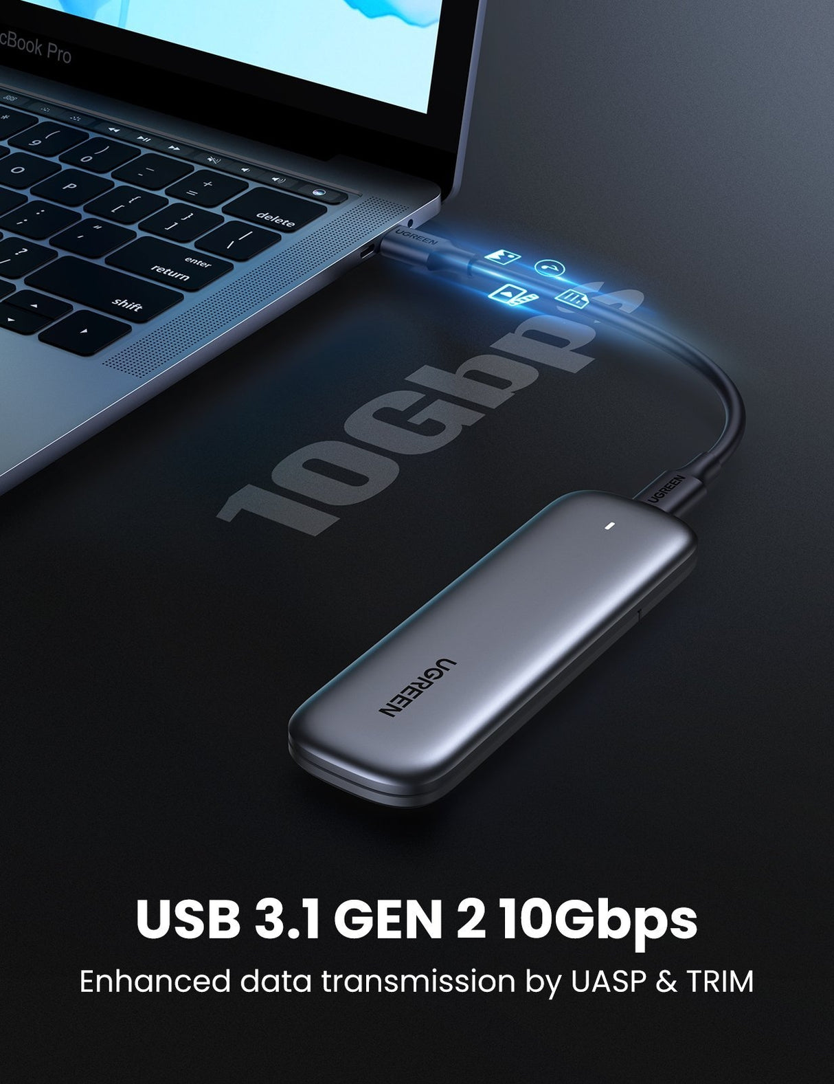UGREEN 60354 M.2 NVMe PCIe SSD Portable External Enclosure