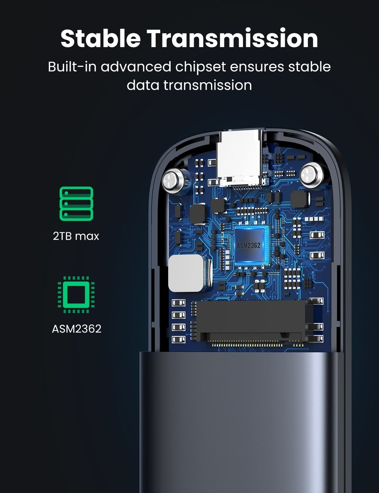 UGREEN 60354 M.2 NVMe PCIe SSD Portable External Enclosure