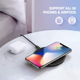 UGREEN 60470 Qi Wireless Charging Pad - Fast Charge for iPhone and Samsung - Front View