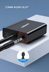 UGREEN Active VGA to HDMI Adapter - Model 60814, Black - Side View