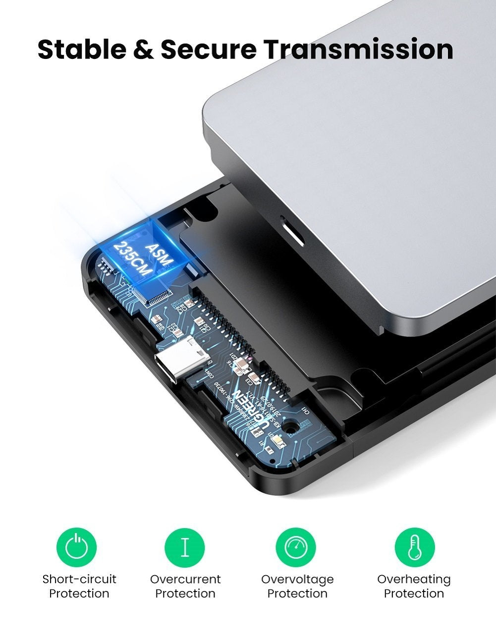 UGREEN 70498 USB-C 2.5" SATA Hard Drive Case with UASP Support