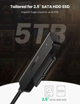 UGREEN 50cm USB-A to 2.5-Inch SATA III Adapter for SSD/HDD Upgrade and Data Recovery - Side View