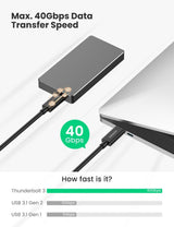 UGreen 0.5M Thunderbolt 3 USB-C Cable - 40Gbps Data Transfer & 100W Charging - Side View