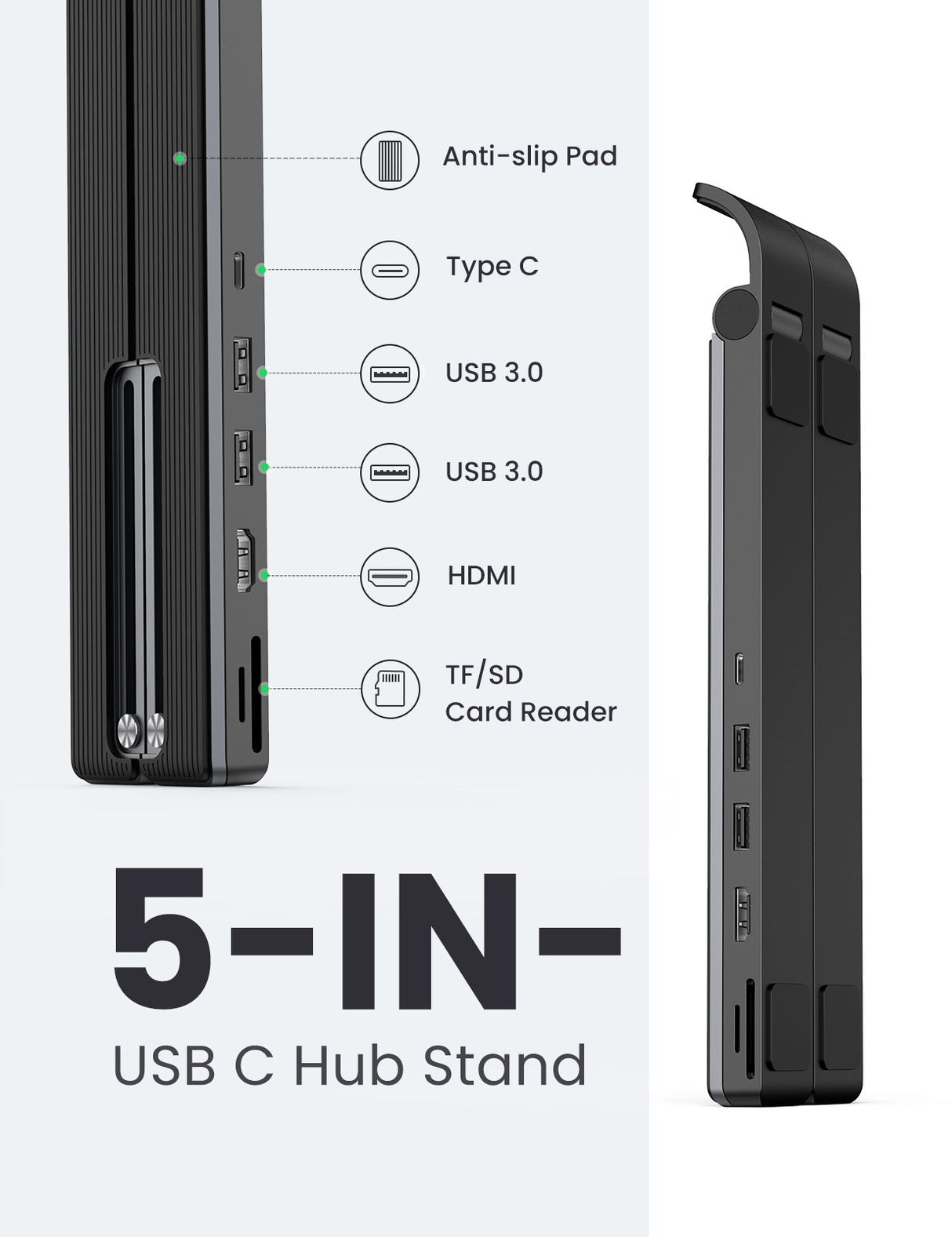 UGREEN Ergonomic 5-in-1 Laptop Stand and Docking Station