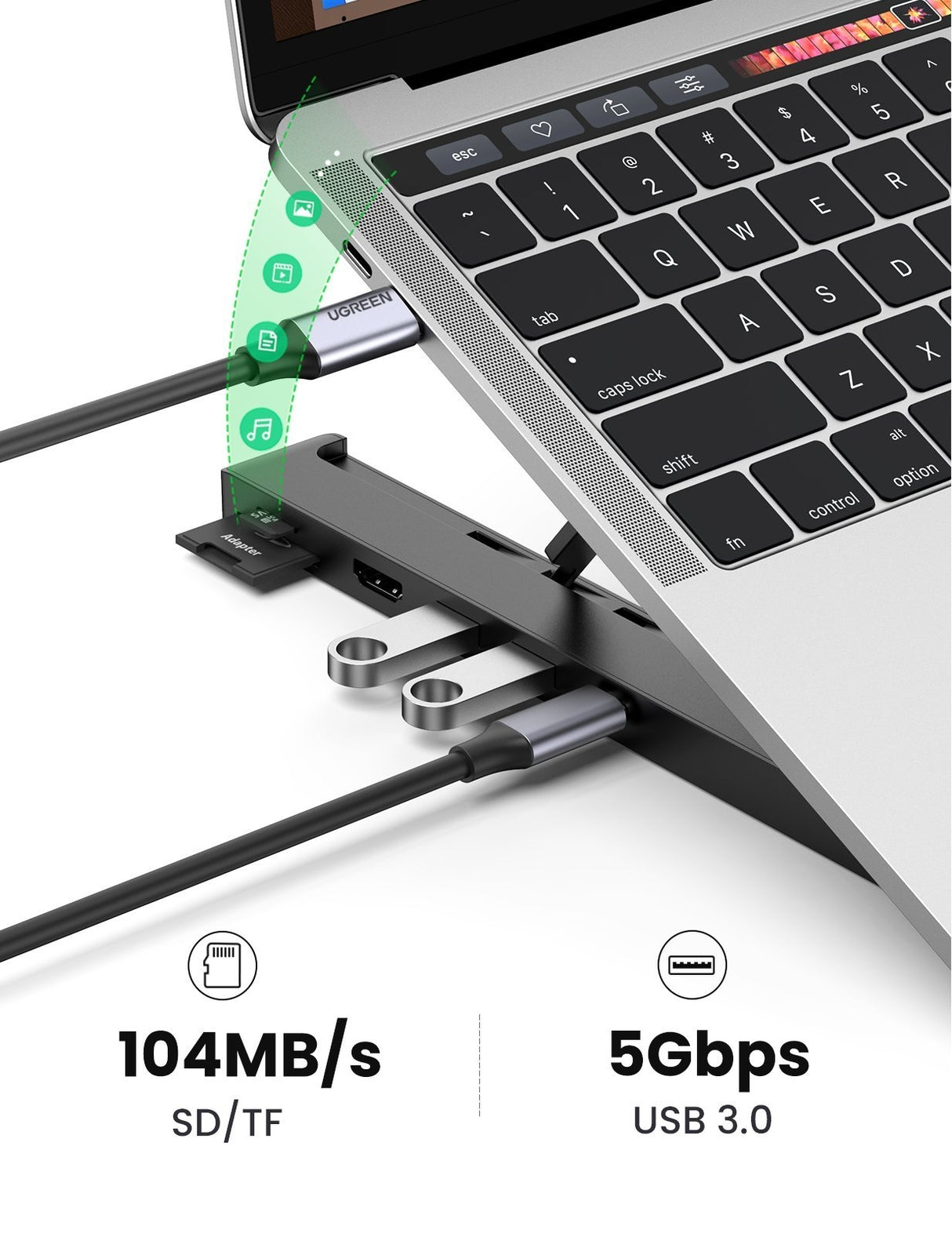 UGREEN Ergonomic 5-in-1 Laptop Stand and Docking Station