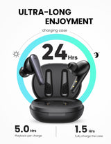 UGREEN HiTune T1 Bluetooth Wireless Earbuds in Black - 45-Degree Angle