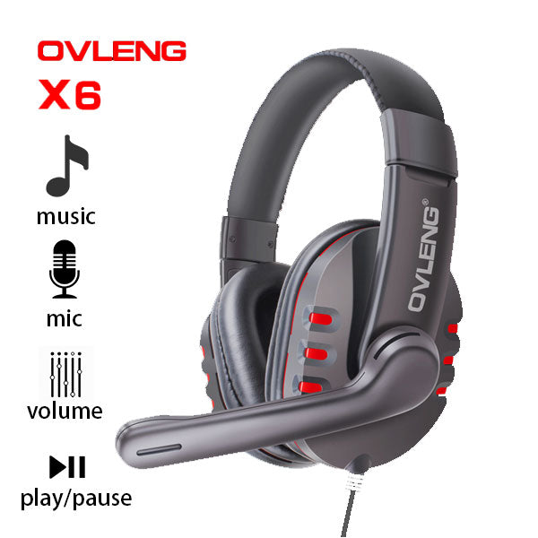 Ovleng X6 Gaming Headphones with Wired Stereo Sound and Microphone