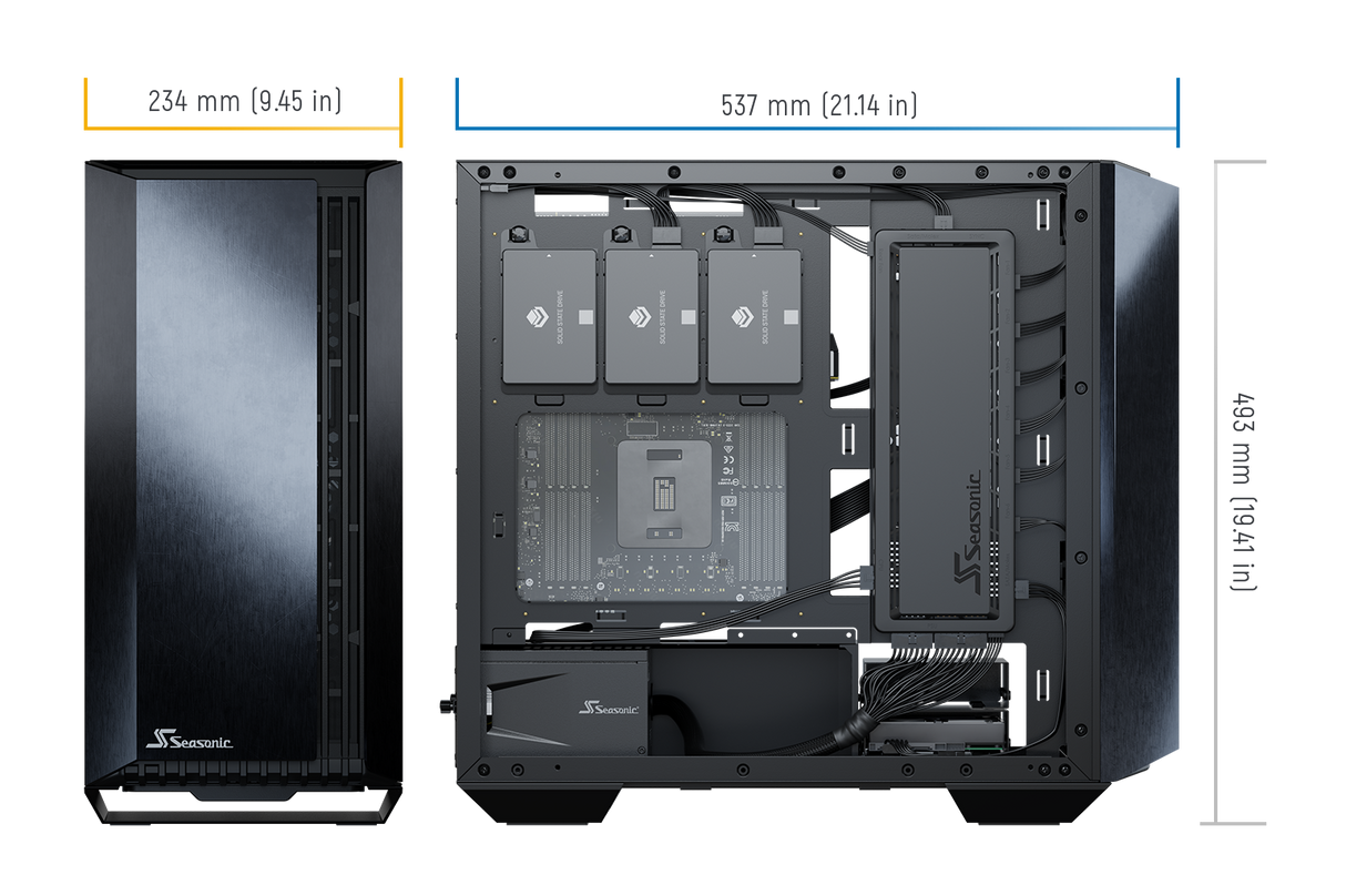 Seasonic Syncro Q704 Aluminum Case with Syncro DPC-850 850W 80 Plus Platinum Power Supply & Connect Module - Award-Winning Design