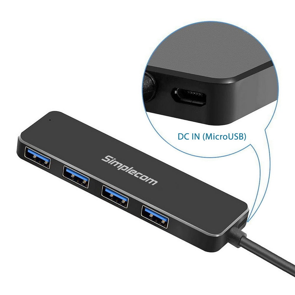 Simplecom CH342 Ultra-Compact 4-Port USB 3.0 Hub for PC and Laptop