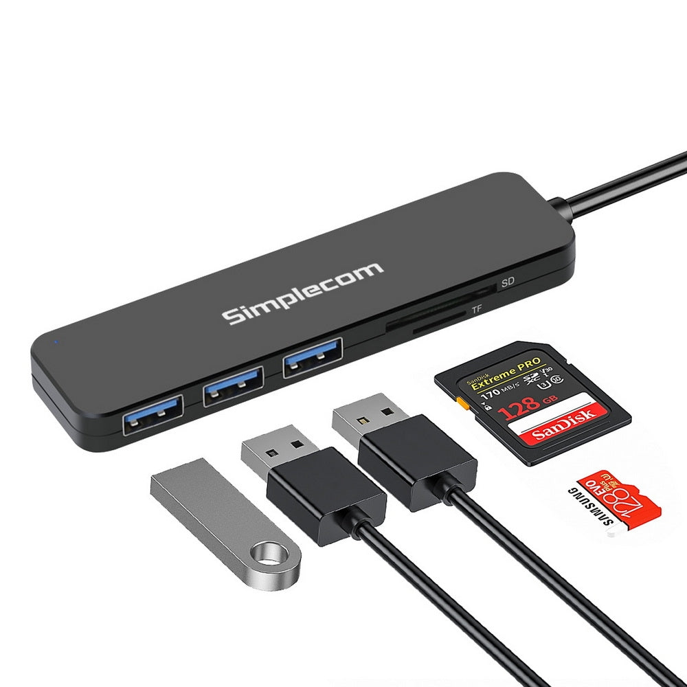 Simplecom CH365 SuperSpeed USB 3.0 Hub with Integrated SD and MicroSD Card Reader