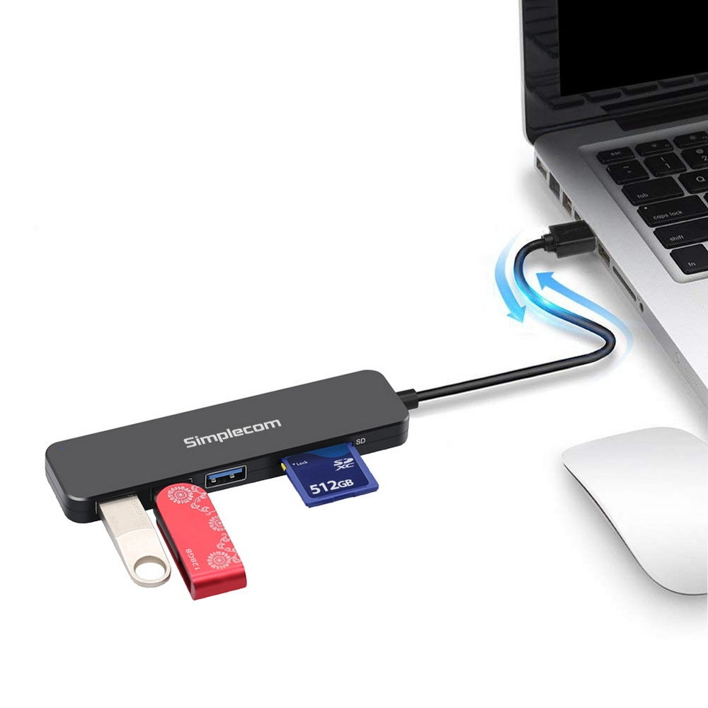 Simplecom CH365 SuperSpeed USB 3.0 Hub with Integrated SD and MicroSD Card Reader