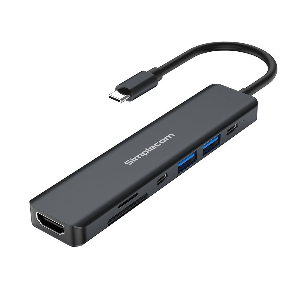 Simplecom CH570 USB-C 7-in-1 Hub: Multiport Adapter with HDMI 4K, USB 3.0, and SD Card Reader