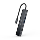Simplecom CH570 USB-C 7-in-1 Hub: Multiport Adapter with HDMI 4K, USB 3.0, and SD Card Reader - Front View
