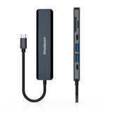 Simplecom CH570 USB-C 7-in-1 Hub: Multiport Adapter with HDMI 4K, USB 3.0, and SD Card Reader - Top-Down View