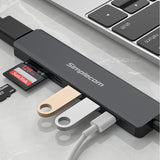 Simplecom CH570 USB-C 7-in-1 Hub: Multiport Adapter with HDMI 4K, USB 3.0, and SD Card Reader - 45-Degree Angle
