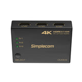 Simplecom CM303 3-Port Ultra HD HDMI Switcher with Remote Control - 4K@60Hz Splitter - Side View