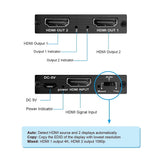 Simplecom CM412 4K HDMI 2.0 1x2 Splitter - Dual Output HDR10 Duplicator for Gaming and Streaming - Side View