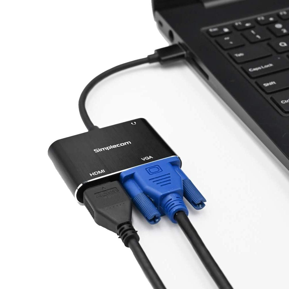 Simplecom DA316A USB-A to HDMI & VGA Dual Display Adapter with Audio Output