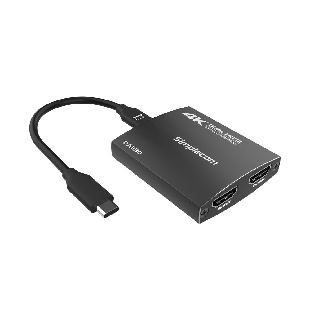 Simplecom DA330 USB-C Dual HDMI MST Adapter with 4K@60Hz Support, Power Delivery & Audio Output
