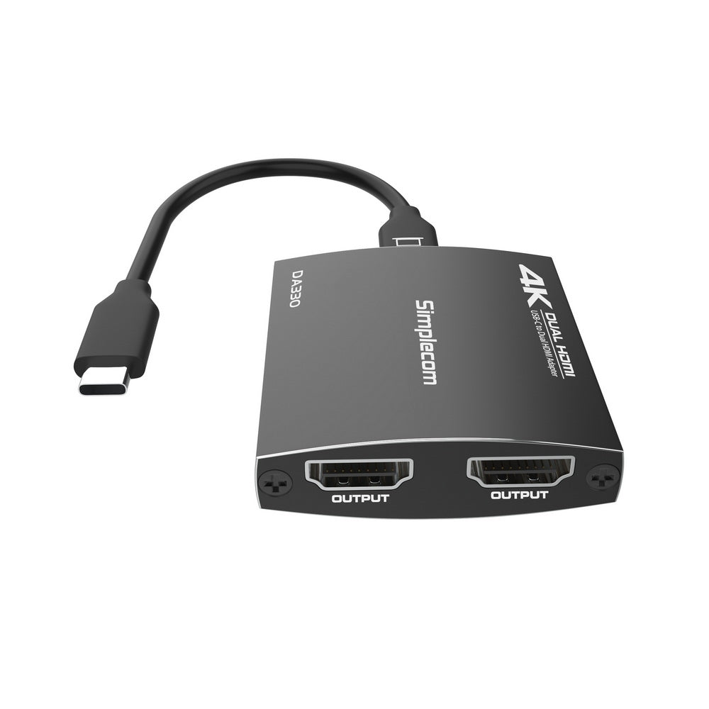 Simplecom DA330 USB-C Dual HDMI MST Adapter with 4K@60Hz Support, Power Delivery & Audio Output