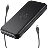 Choetech B650-CC Ultra Slim 10000mAh Wireless Charging Power Bank (Black) - Front View