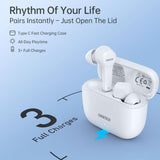 CHOETECH BH-T01 Wireless Bluetooth Earbuds with Touch Control and Fast Charging - 45-Degree Angle