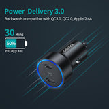 CHOETECH 40W Dual USB-C Fast Charging Car Charger Adapter - Side View