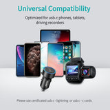 CHOETECH 40W Dual USB-C Fast Charging Car Charger Adapter - Close-Up Angle