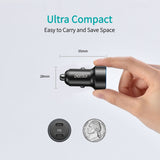CHOETECH 40W Dual USB-C Fast Charging Car Charger Adapter - Low Angle