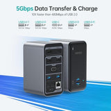 Choetech HUB-M21 15-Port USB C Multi-Function Docking Station - Front View