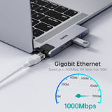 CHOETECH 7-in-2 USB-C Hub for MacBook Pro and Air with 4K HDMI and Thunderbolt 3 - Low Angle